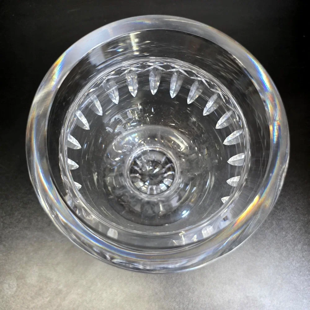 Vintage Cut Lead Crystal Pedestal Vase Compote Clear Diamond Pattern 7